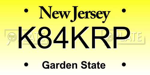 K84KRP New Jersey License Plate