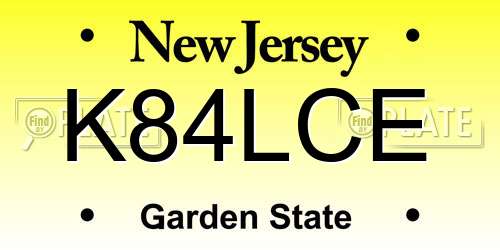K84LCE New Jersey License Plate