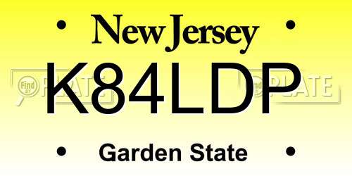K84LDP New Jersey License Plate