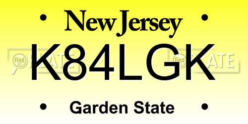 K84LGK New Jersey License Plate