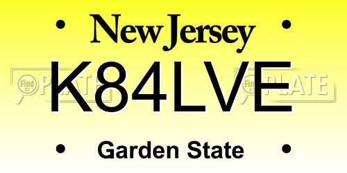 K84LVE New Jersey License Plate