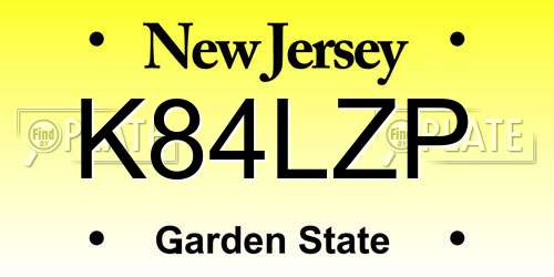 K84LZP New Jersey License Plate