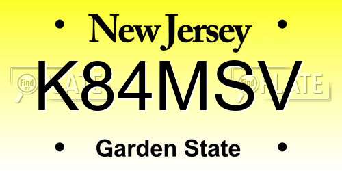 K84MSV New Jersey License Plate