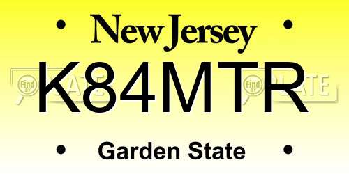 K84MTR New Jersey License Plate