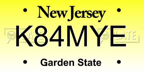 K84MYE New Jersey License Plate
