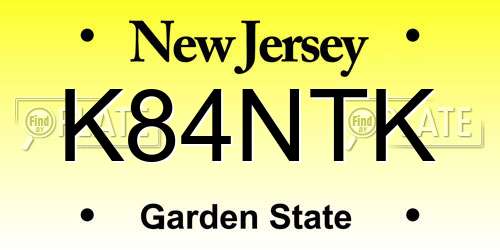 K84NTK New Jersey License Plate