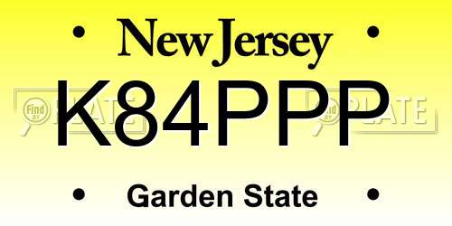 K84PPP New Jersey License Plate