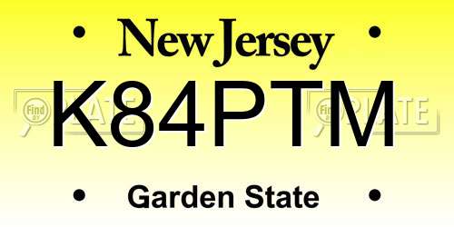 K84PTM New Jersey License Plate