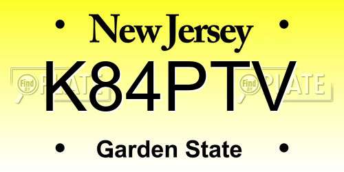 K84PTV New Jersey License Plate