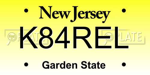 K84REL New Jersey License Plate