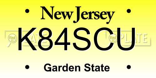 K84SCU New Jersey License Plate
