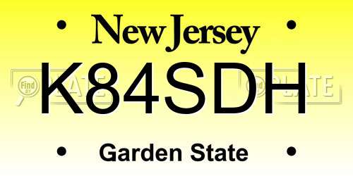 K84SDH New Jersey License Plate