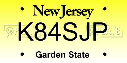 K84SJP New Jersey License Plate