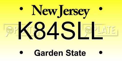 K84SLL New Jersey License Plate