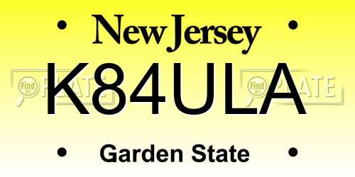 K84ULA New Jersey License Plate