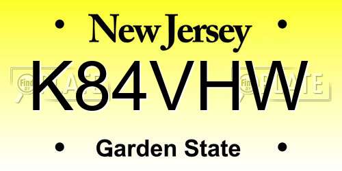 K84VHW New Jersey License Plate