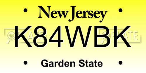 K84WBK New Jersey License Plate