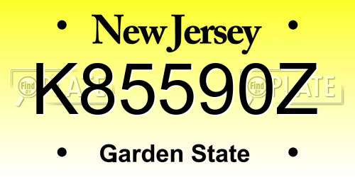 K85590Z New Jersey License Plate