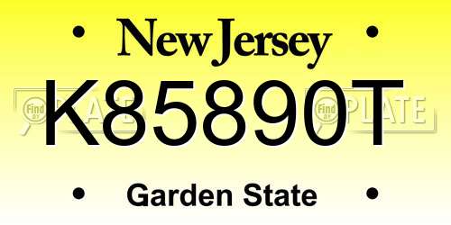 K85890T New Jersey License Plate
