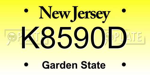 K8590D New Jersey License Plate