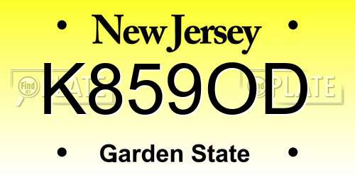 K859OD New Jersey License Plate