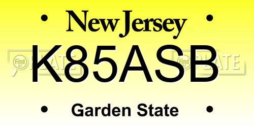 K85ASB New Jersey License Plate