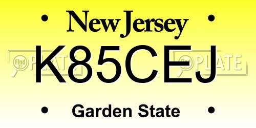 K85CEJ New Jersey License Plate