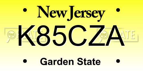 K85CZA New Jersey License Plate