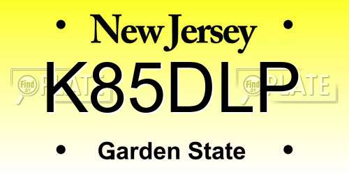 K85DLP New Jersey License Plate
