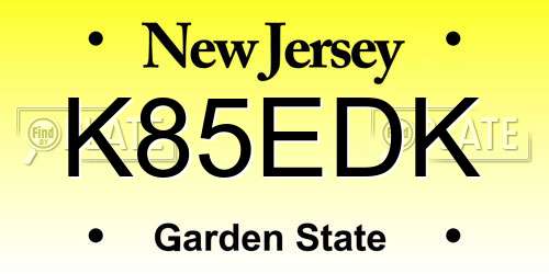 K85EDK New Jersey License Plate