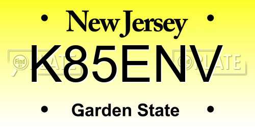 K85ENV New Jersey License Plate