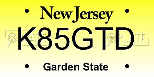 K85GTD New Jersey License Plate