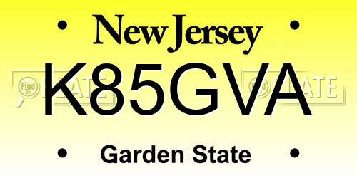 K85GVA New Jersey License Plate