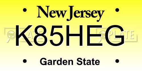 K85HEG New Jersey License Plate