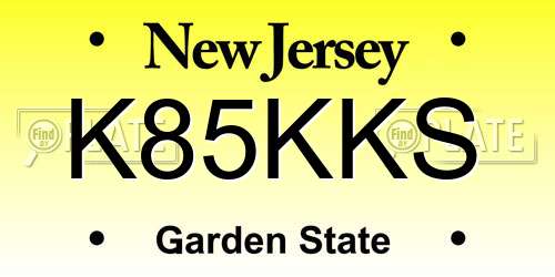 K85KKS New Jersey License Plate