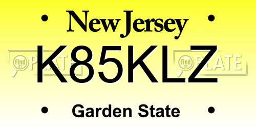 K85KLZ New Jersey License Plate