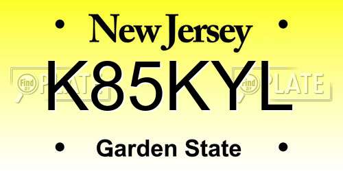 K85KYL New Jersey License Plate
