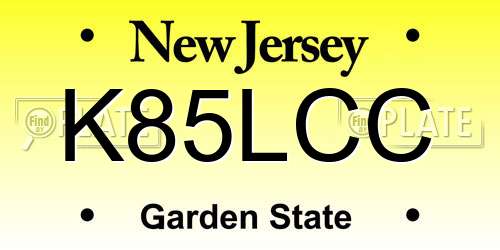 K85LCC New Jersey License Plate