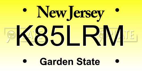 K85LRM New Jersey License Plate