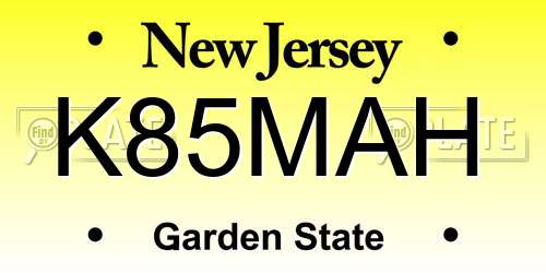 K85MAH New Jersey License Plate