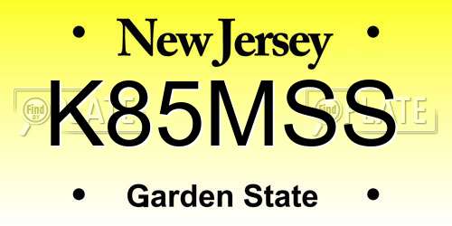 K85MSS New Jersey License Plate