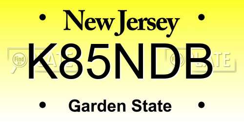 K85NDB New Jersey License Plate