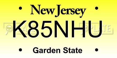 K85NHU New Jersey License Plate
