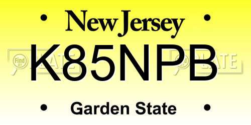 K85NPB New Jersey License Plate