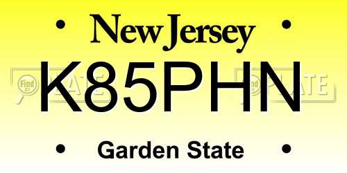 K85PHN New Jersey License Plate