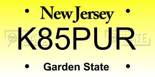 K85PUR New Jersey License Plate
