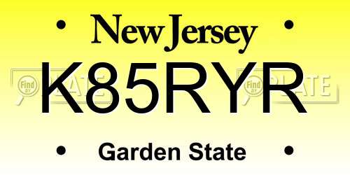 K85RYR New Jersey License Plate