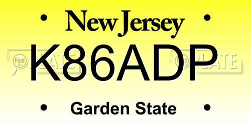K86ADP New Jersey License Plate