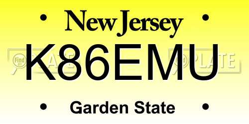 K86EMU New Jersey License Plate