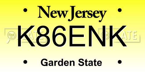 K86ENK New Jersey License Plate